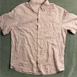 Weatherproof Vintage Shirt Adult XL Red White Button Up 100% Linen
